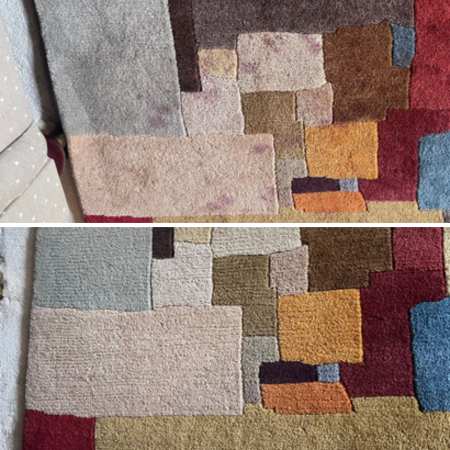 Steve Alderman recently completed a fascinating and intricate task: cleaning a red wine stain from a high-end Himalayan wool rug. Steve Alderman recently completed a fascinating and intricate task: cleaning a red wine stain from a high-end Himalayan wool rug.
